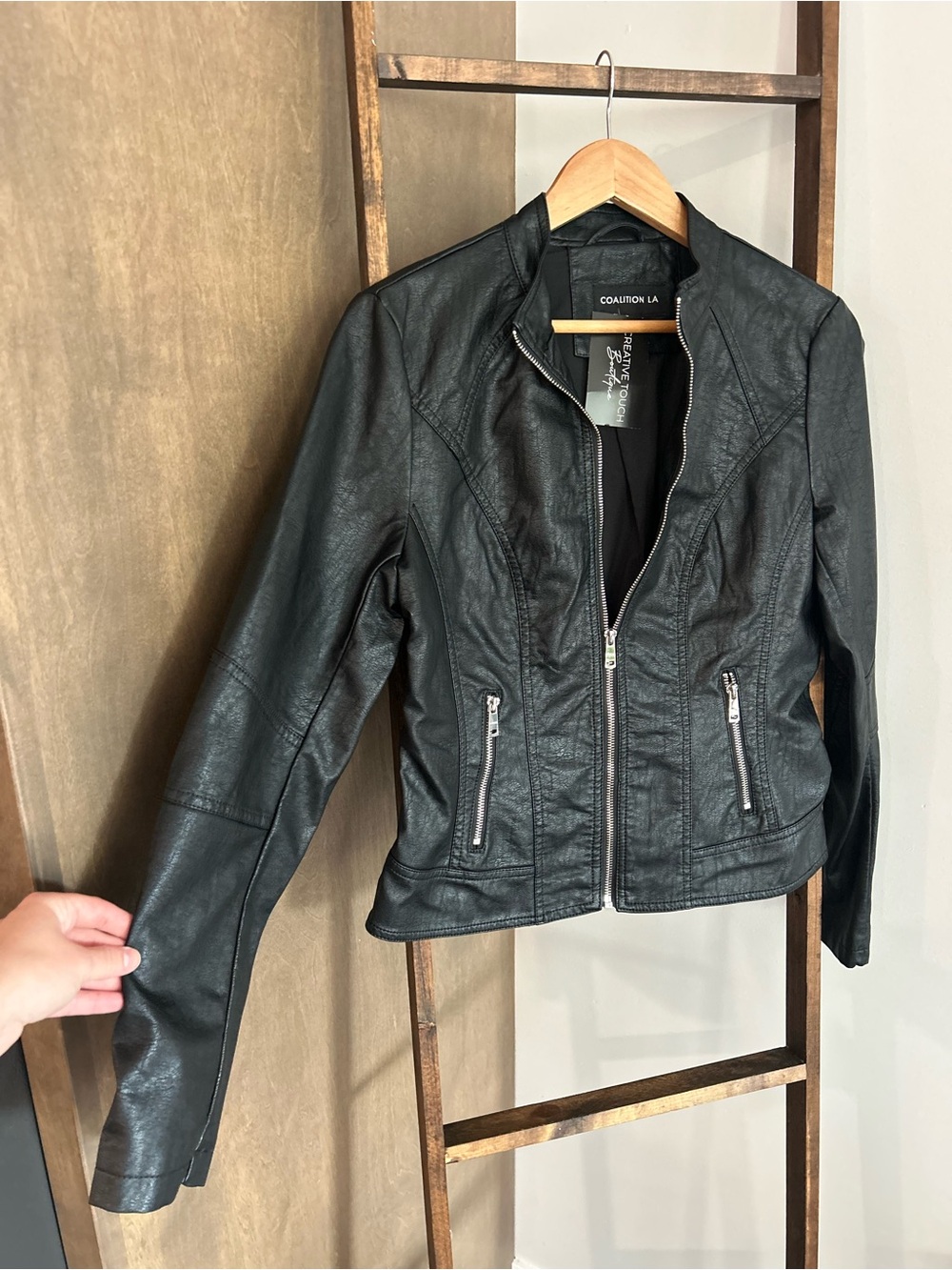 Coalition LA Women's Black Faux Leather Zip Jacket